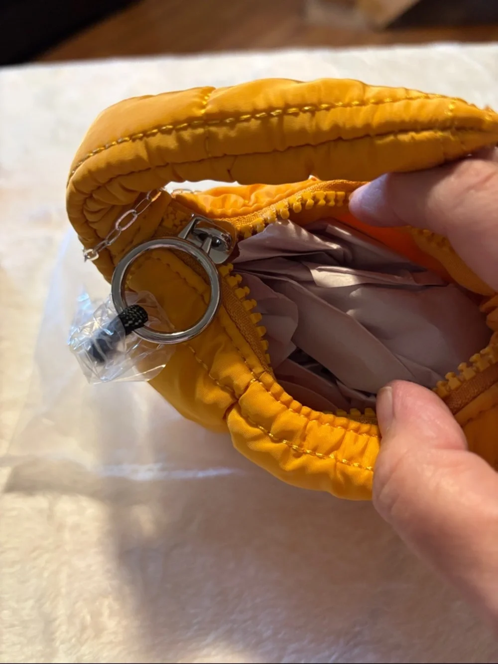 Free People Mini Puffer Bag in Mustard Yellow - Picture 5 of 6